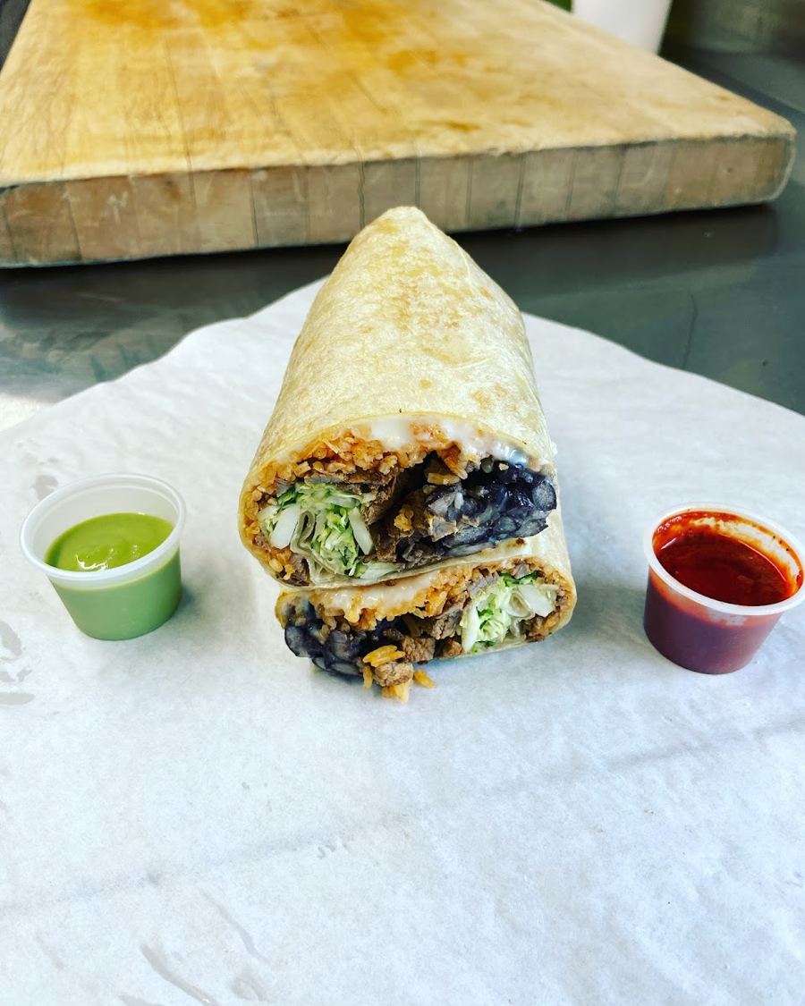 Burrito with salsas